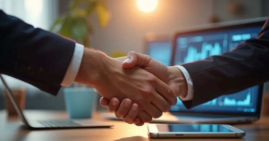 Mão cumprimentando cliente mostrando conexão