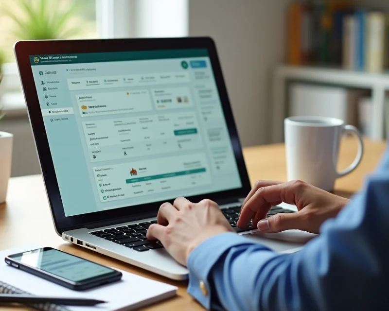Pessoa realizando follow-up de vendas no computador com anotações de contatos e mensagens no celular