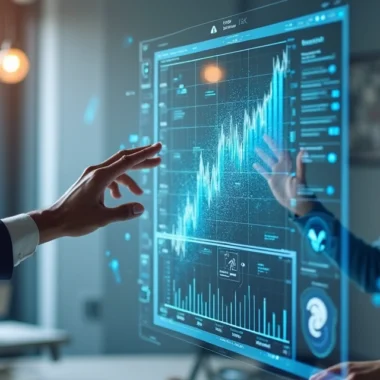 Conexão entre inteligência artificial e vendas consultivas com gráficos e tecnologia digital