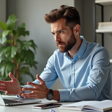 Profissional de vendas atendendo cliente por videochamada com expressão confiante, mostrando técnicas para lidar com objeções mais comuns