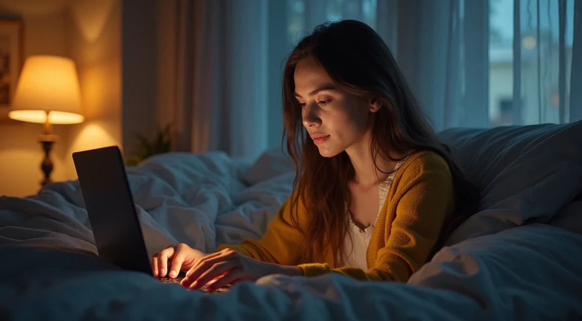Mulher trabalhando em notebook enquanto segura bebê no colo em ambiente de casa bem iluminado