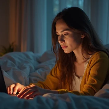 Mulher trabalhando em notebook enquanto segura bebê no colo em ambiente de casa bem iluminado