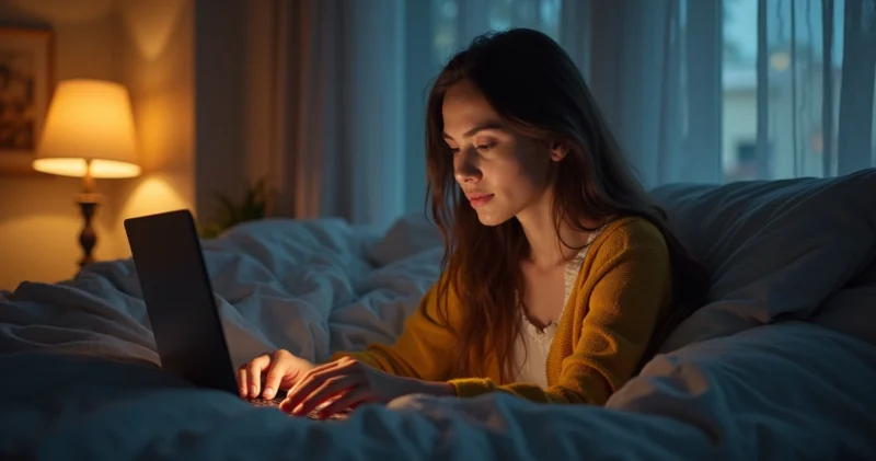 Mulher trabalhando em notebook enquanto segura bebê no colo em ambiente de casa bem iluminado