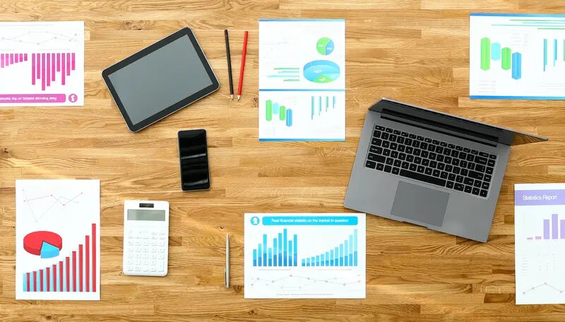 Paper with business chart on wooden office table