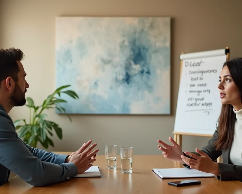 Profissional atento ouvindo cliente em reunião de vendas